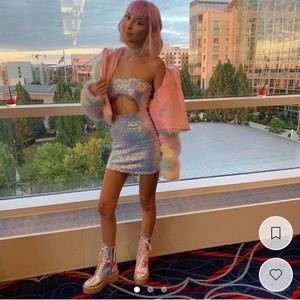 Sparkl Fairy Couture sequin mini dress in Lilac